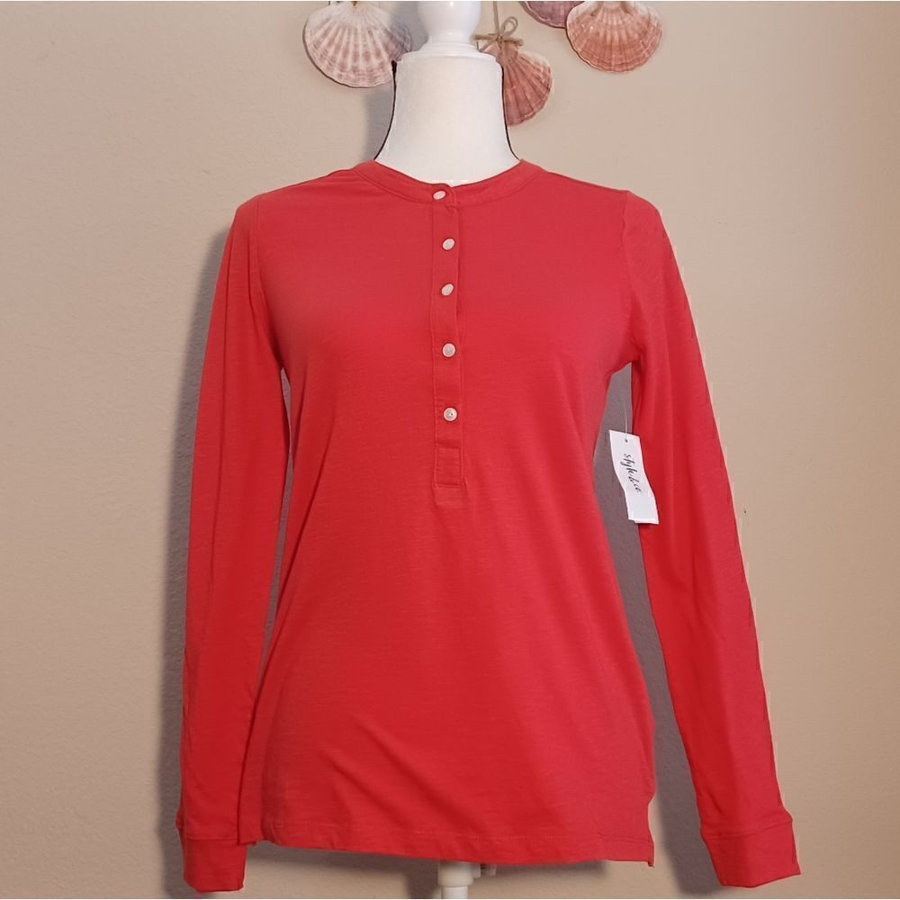 Style and Co NWT bright red long sleeve tee